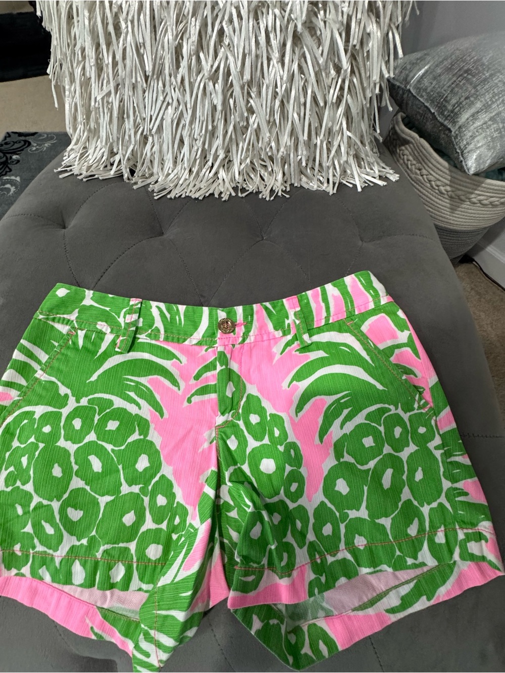 Lilly Pulitzer Pink & Green Pineapple Print Bermuda Shorts